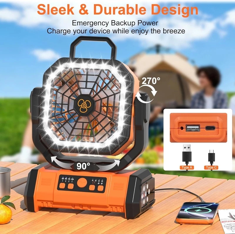 Renewable Energy Game - Multifunctionele draagbare koelventilator 20000mAh, tailleclip-ventilator, opvouwbare