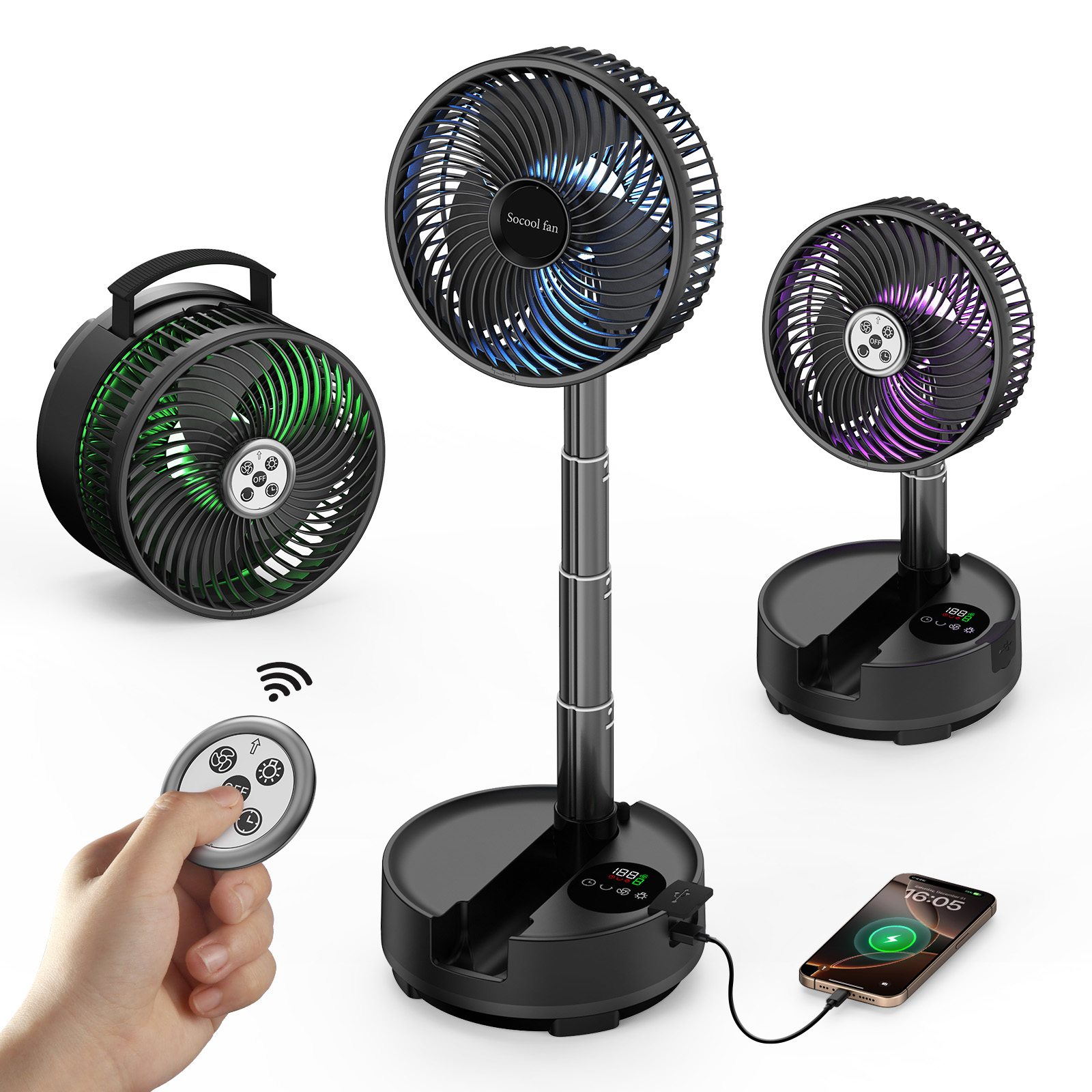 Renewable Energy Game - Socool Draagbare Opvouwbare Ventilator 20000mAh 8