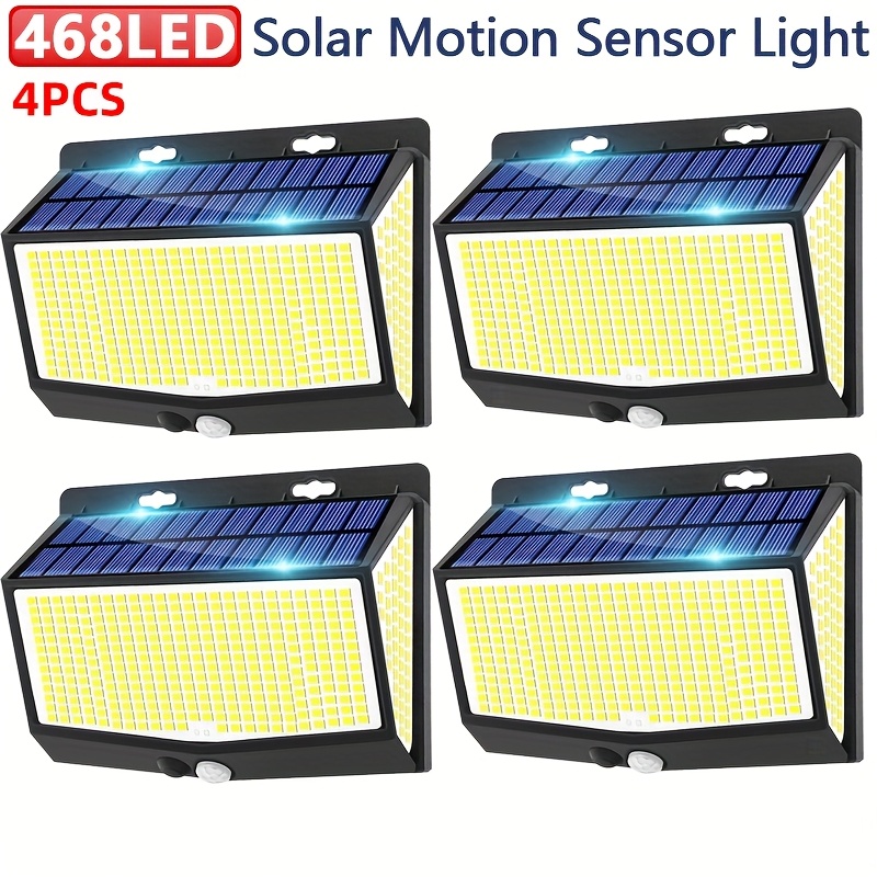 Waterproof Junction Box Solar - 1-4 stuks zonne-buitenmuurlampen 468 LED's bewegingssensor