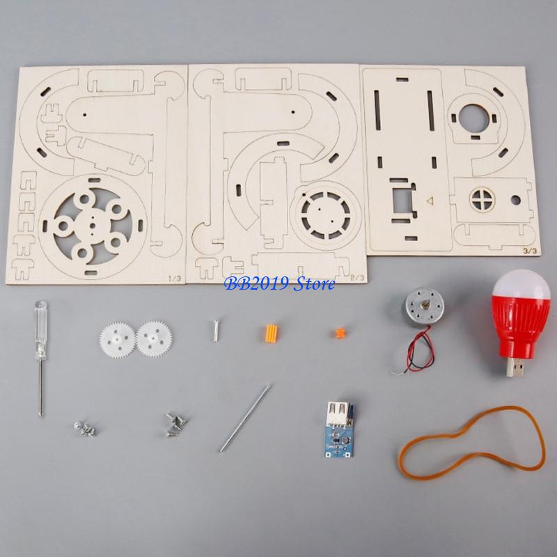 Renewable Energy For Kids - Q0KB Interactief houten handaangedreven generator Wetenschapsspeelgoed